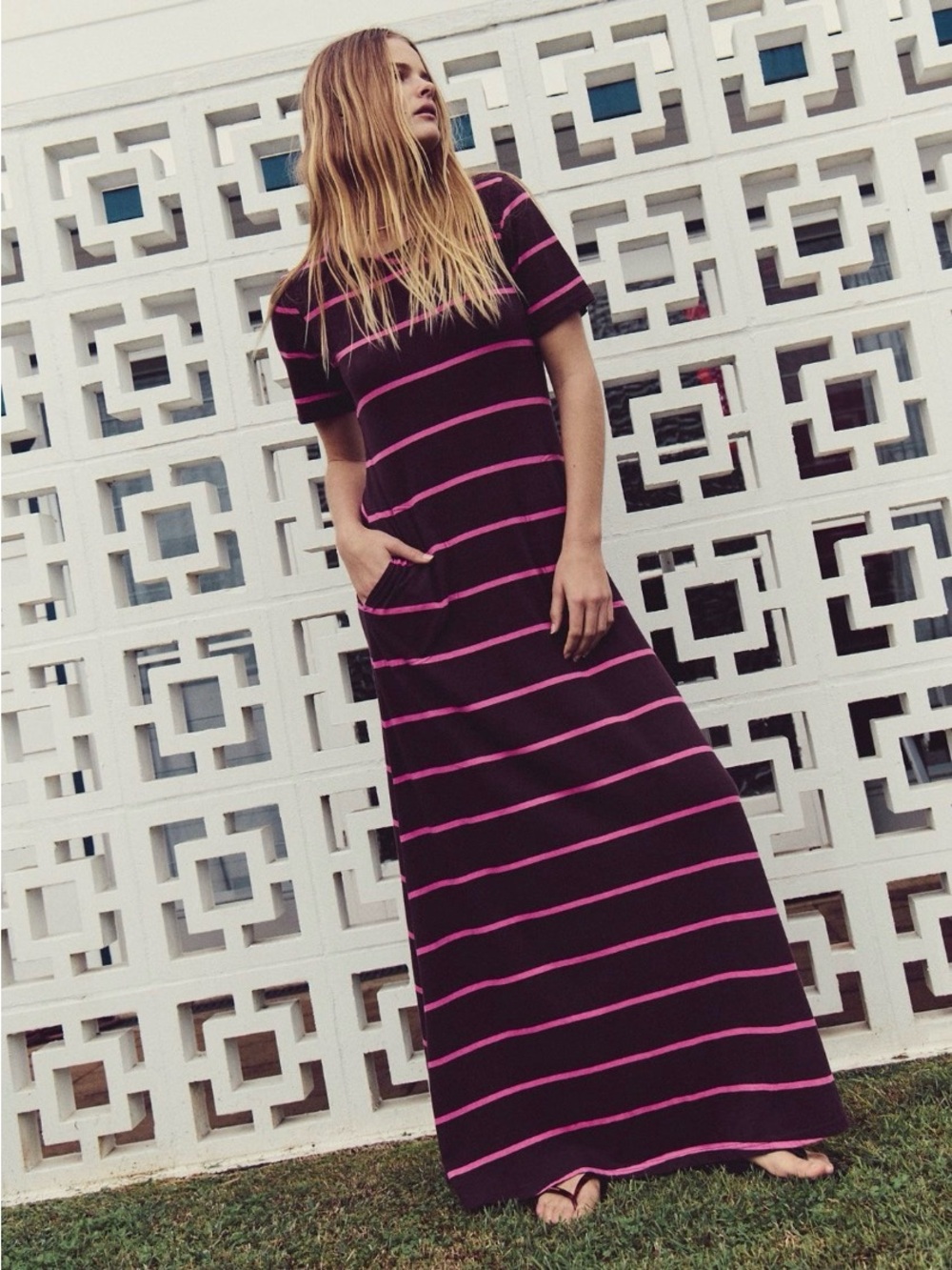 Free People Sleek and Striped maxi. NWT. Fudge